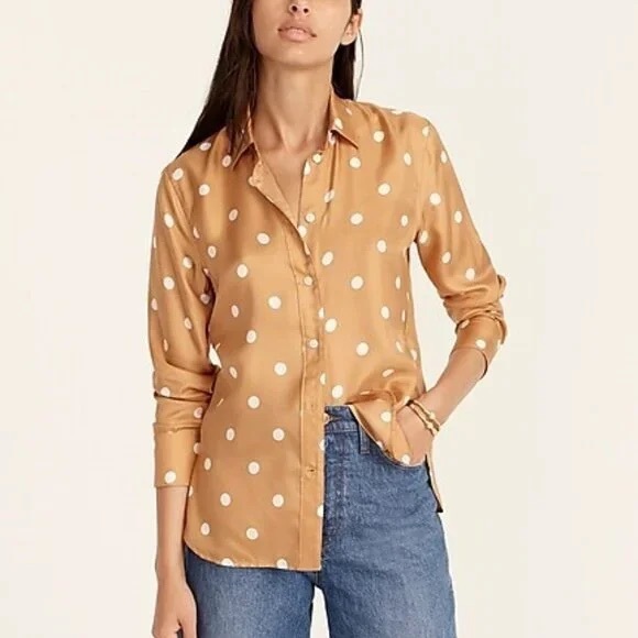 J. Crew Tops - J crew polka dot silk blouse button down sz 4